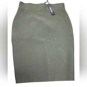 Chocolate u.s.a. Olive Green Elastic Waist Bodycon Skirt Size Large NWT